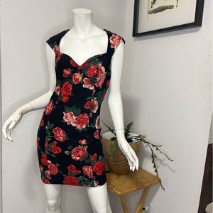 GUESS Claudia Red Black Floral Dress